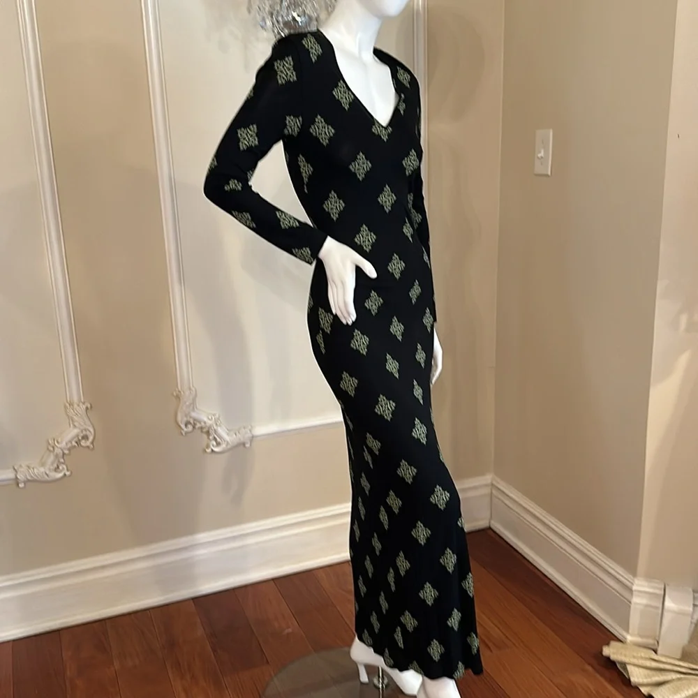 GIANNI VERSACE VERSUS Vintage Floor Long Viscose Black Dress size 28 42 - Picture 13 of 13